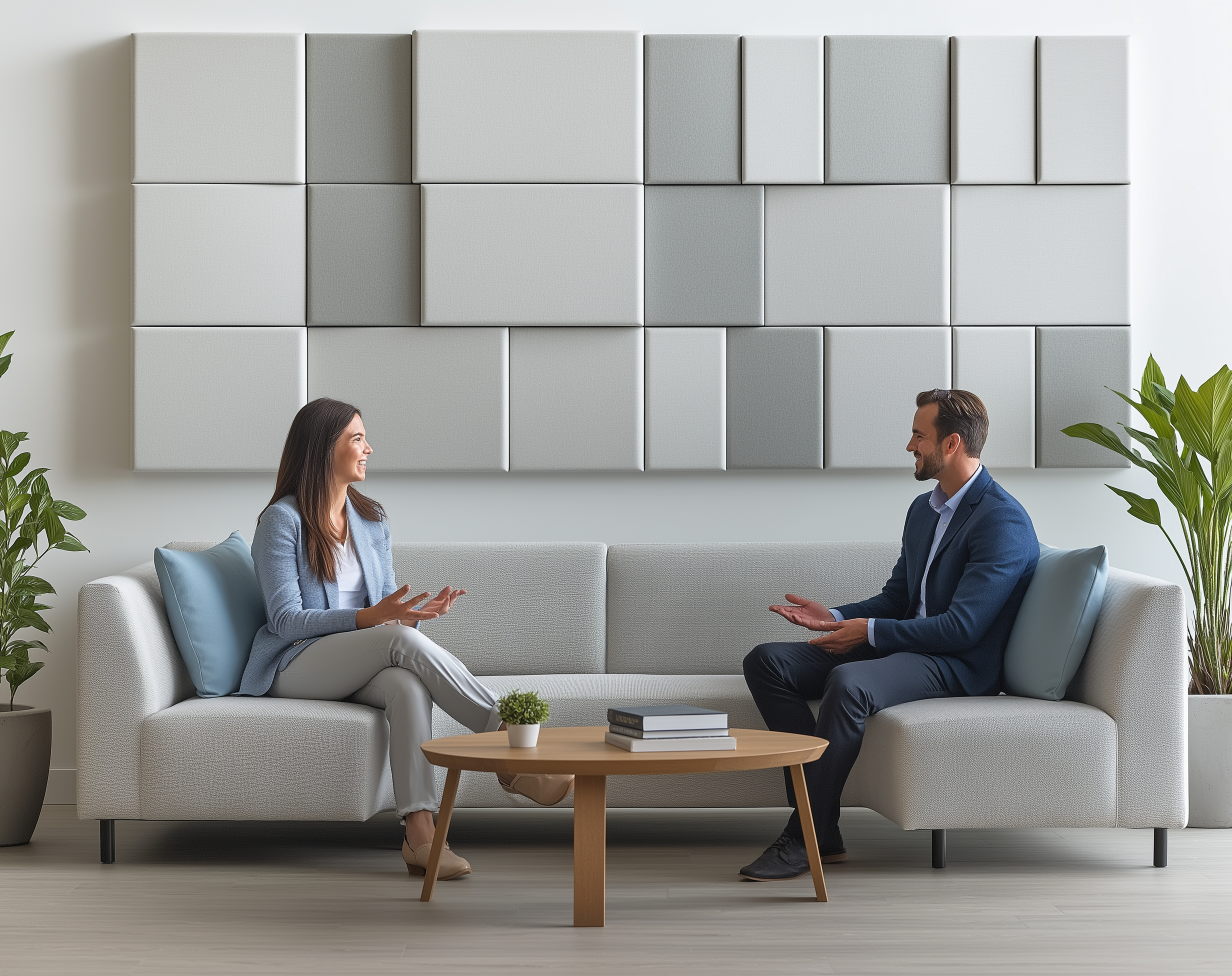 Collaborative meeting space with modular furniture setup