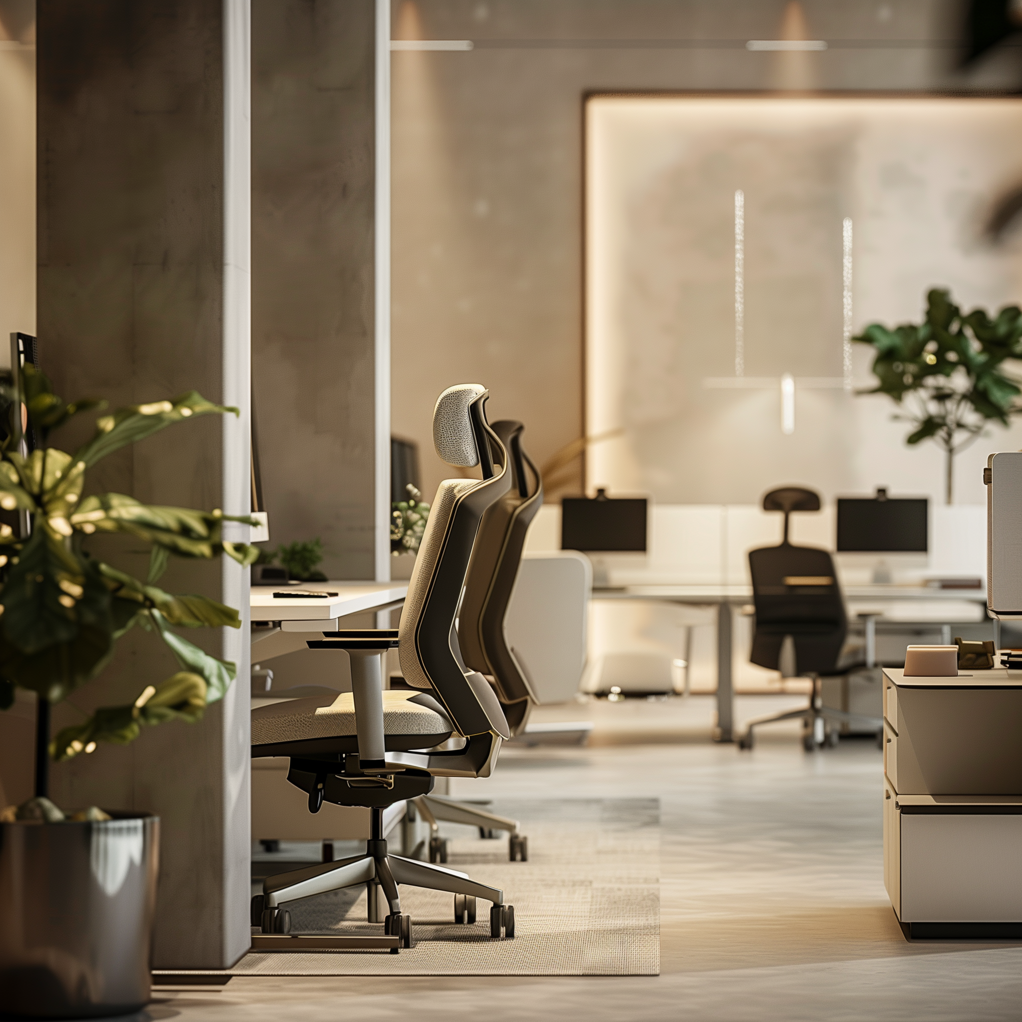 Modern ergonomic office furniture in a stylish interior design setup