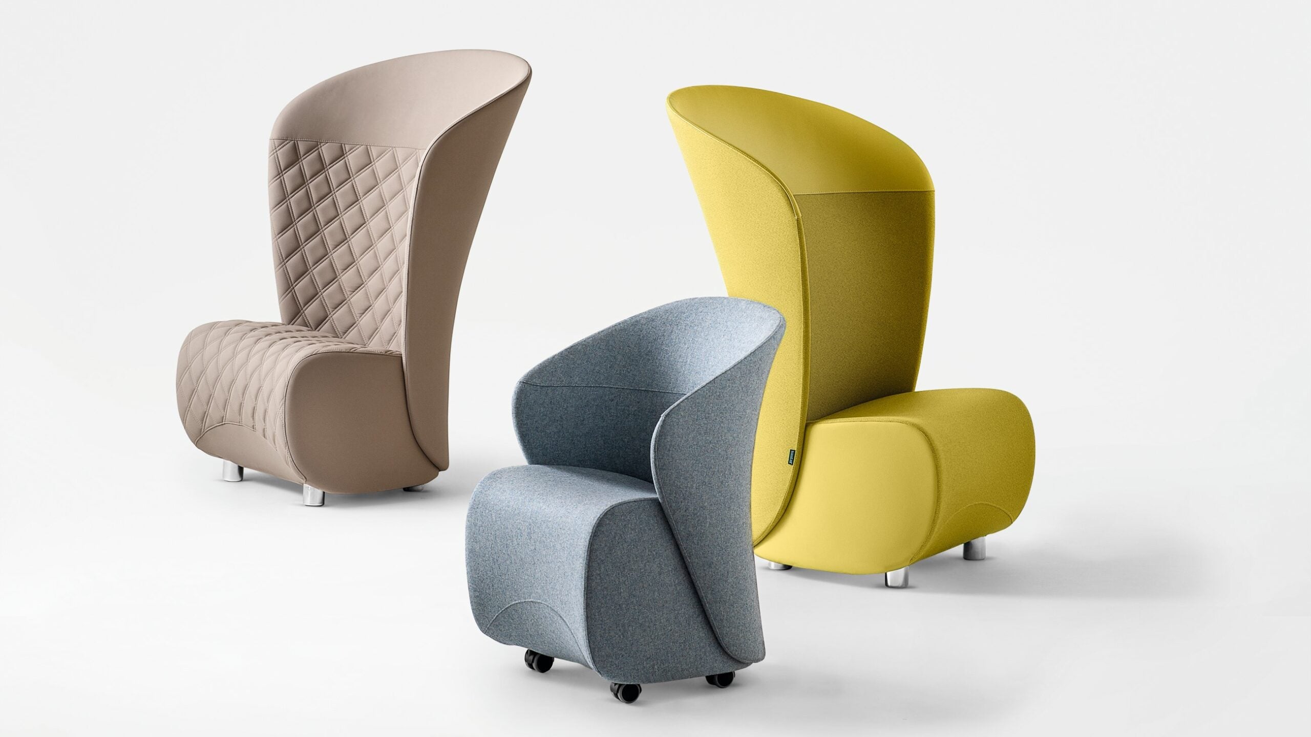Koccola lounge chairs by Kastel Italy – bold, sculptural seating with high backs, dynamic lines, and playful curves – offered in vibrant fabric and leather finishes – perfect for creative offices, collaboration zones, and stylish public spaces – exclusively from Atelier 21 KSA, Top Interior Fit-out Company in Saudi Arabia and Riyadh. كراسي كوكولا من كاستل إيطاليا – تصميم جريء ومنحوت، بظهر مرتفع وخطوط ناعمة – بألوان مميزة وخامات فاخرة – مثالية للمكاتب الحديثة ومساحات الانتظار – من مفن الرسام، أفضل شركة تنفيذ