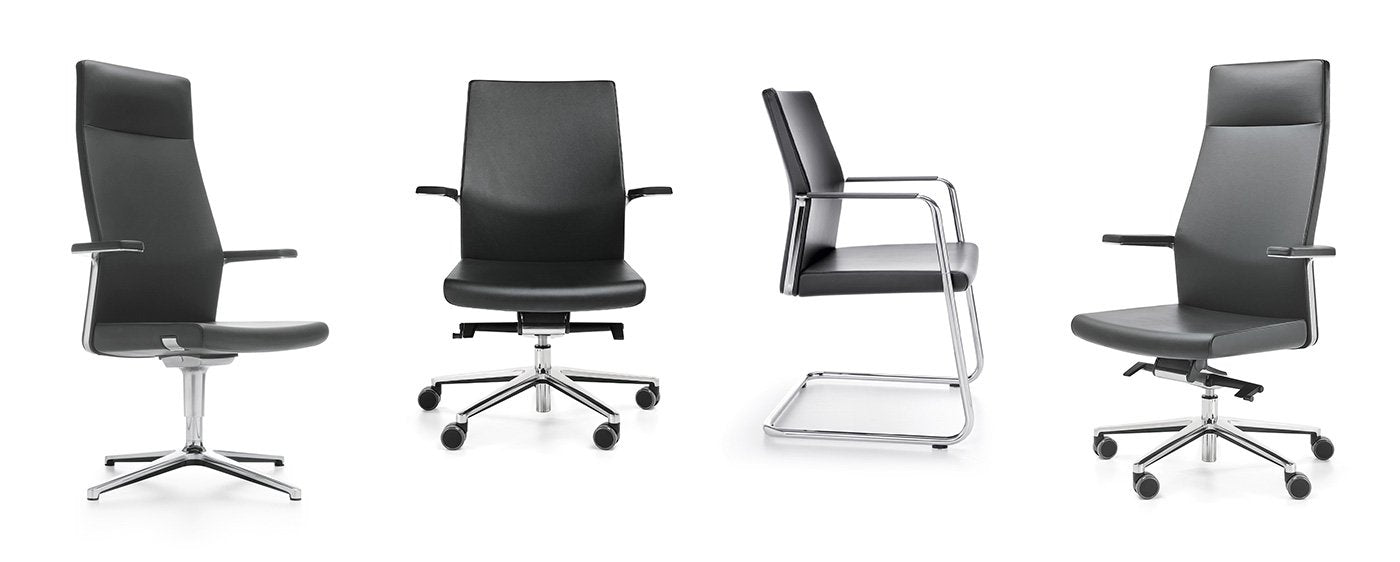 My Turn task chair by Profim Poland – high-end executive seating with adjustable functions, polished base, and upholstered backrest – designed for leadership workspaces and conference rooms – available from Atelier 21 KSA, Top Interior Fit-out Company in Saudi Arabia and Riyadh. كرسي ماي تيرن من Profim بولندا – كرسي تنفيذي فخم بوظائف تعديل متعددة وقاعدة مصقولة وظهر مبطن – مثالي للمكاتب القيادية والاجتماعات – مقدم من مفن الرسام، أفضل شركة تصميم داخلي وتشطيب في السعودية والرياض.